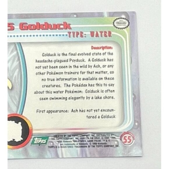 Golduck Pokemon Card Topps #55 TV Animation Edition Series Green Logo - Picture 4 of 5